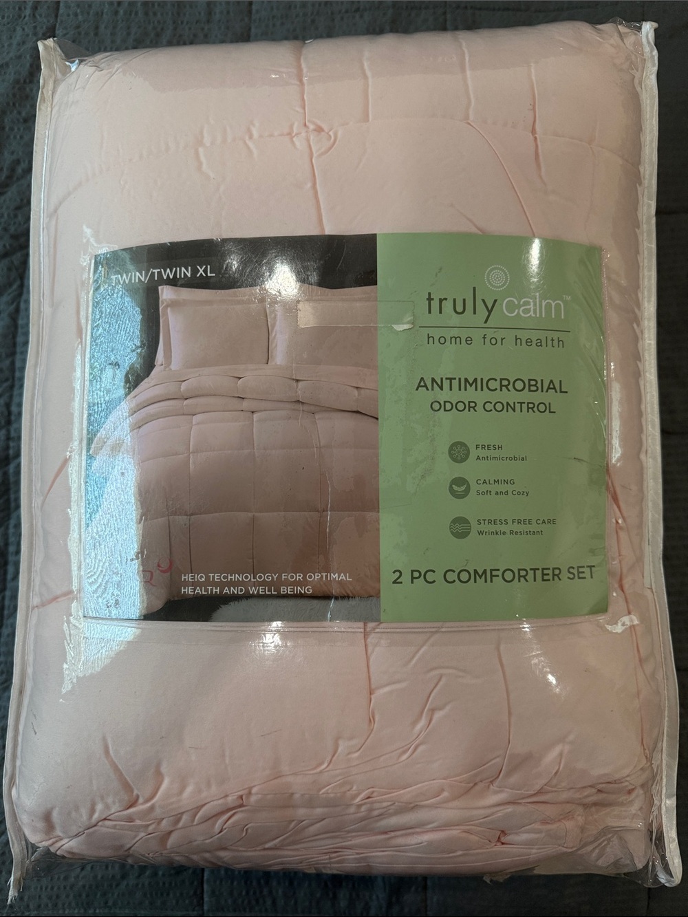 Truly Calm Antimicrobial 2-Piece Comforter Set - Twin/Twin XL, Blush Pink
